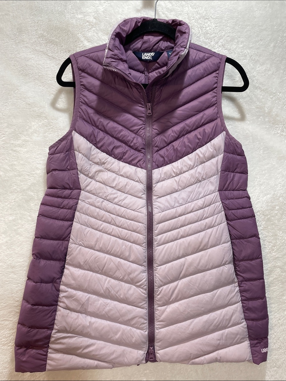 Lands' End Purple Down Vest Packable Puffer Plum Light Mauve